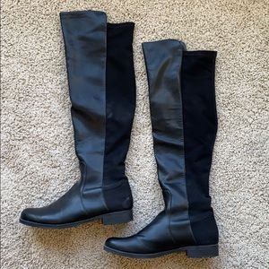 Black OTK flat boot